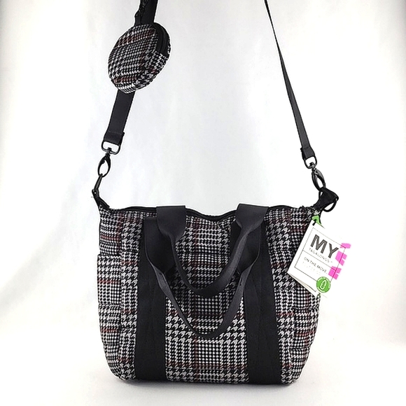 MyTagalongs  Mini Crossbody Tote Handbag Crossbody Bag Harper Tweed Black Brown - Picture 3 of 16